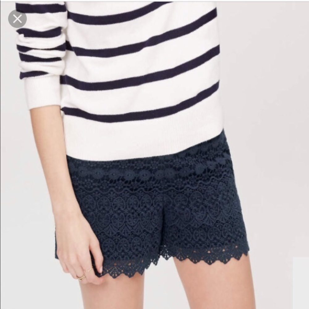 Loft Navy Crochet Lace Shorts